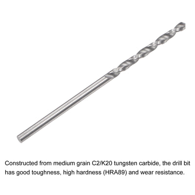 Harfington Uxcell 1.6mm C2/K20 Tungsten Carbide Straight Shank Spiral Flutes Twist Drill Bit 2pcs