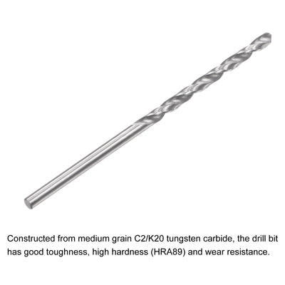 Harfington Uxcell 1.7mm C2/K20 Tungsten Carbide Straight Shank Spiral Flutes Twist Drill Bit