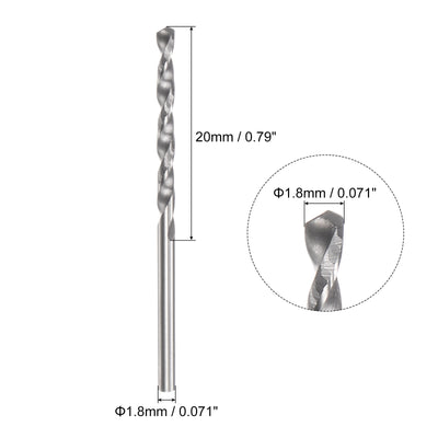 Harfington Uxcell 1.8mm C2/K20 Tungsten Carbide Straight Shank Spiral Flutes Twist Drill Bit