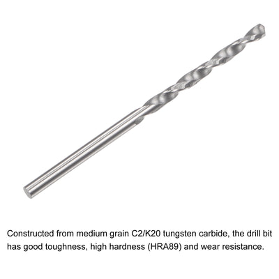 Harfington Uxcell 1.8mm C2/K20 Tungsten Carbide Straight Shank Spiral Flutes Twist Drill Bit 4pcs