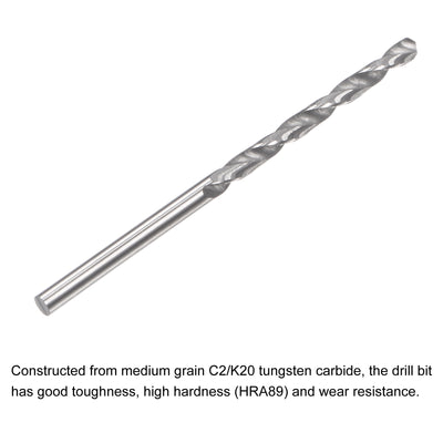 Harfington Uxcell 1.9mm C2/K20 Tungsten Carbide Straight Shank Spiral Flutes Twist Drill Bit 2pcs