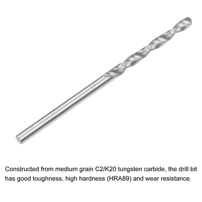 Harfington Uxcell 2mm C2/K20 Tungsten Carbide Straight Shank Spiral Flutes Twist Drill Bit 2pcs