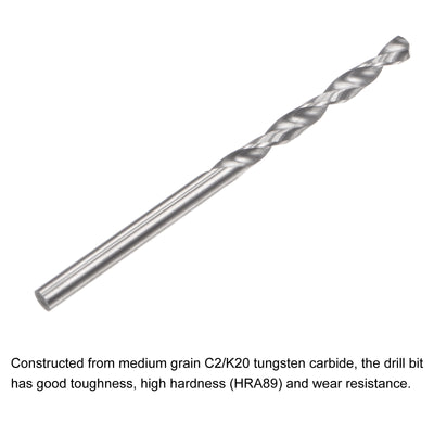 Harfington Uxcell 2.1mm C2/K20 Tungsten Carbide Straight Shank Spiral Flutes Twist Drill Bit 4pcs