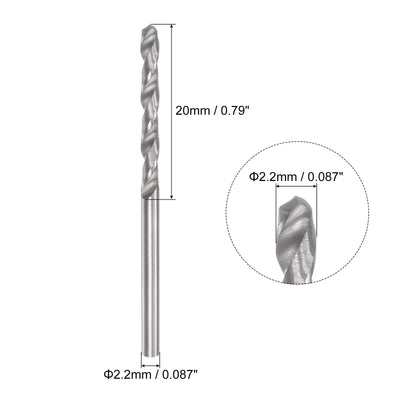 Harfington Uxcell 2.2mm C2/K20 Tungsten Carbide Straight Shank Spiral Flutes Twist Drill Bit