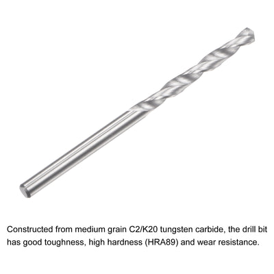Harfington Uxcell 2.3mm C2/K20 Tungsten Carbide Straight Shank Spiral Flutes Twist Drill Bit 2pcs