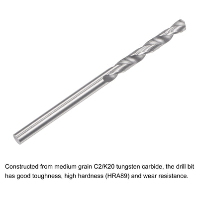 Harfington Uxcell 2.4mm C2/K20 Tungsten Carbide Straight Shank Spiral Flutes Twist Drill Bit 2pcs