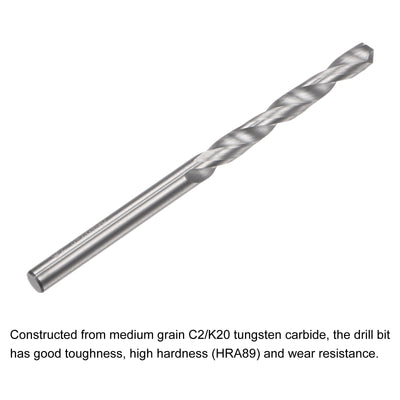 Harfington Uxcell 2.5mm C2/K20 Tungsten Carbide Straight Shank Spiral Flutes Twist Drill Bit