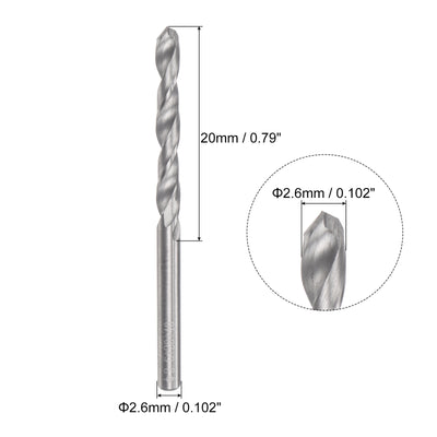 Harfington Uxcell 2.6mm C2/K20 Tungsten Carbide Straight Shank Spiral Flutes Twist Drill Bit