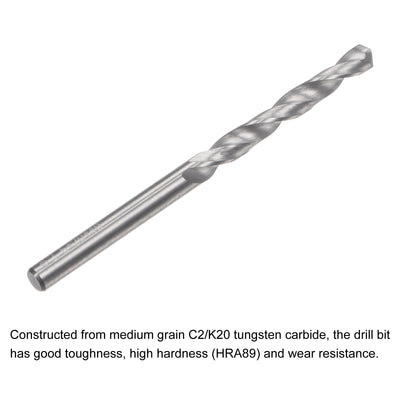 Harfington Uxcell 2.6mm C2/K20 Tungsten Carbide Straight Shank Spiral Flutes Twist Drill Bit 2pcs