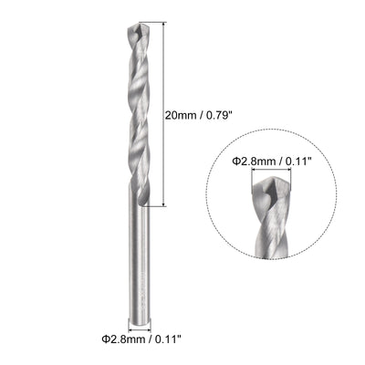 Harfington Uxcell 2.8mm C2/K20 Tungsten Carbide Straight Shank Spiral Flutes Twist Drill Bit