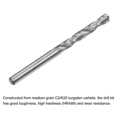 Harfington Uxcell 2.9mm C2/K20 Tungsten Carbide Straight Shank Spiral Flutes Twist Drill Bit