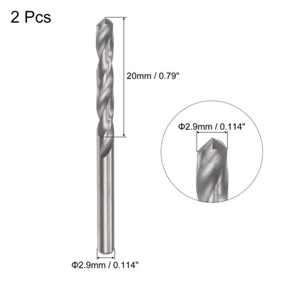 Harfington Uxcell 2.9mm C2/K20 Tungsten Carbide Straight Shank Spiral Flutes Twist Drill Bit 2pcs