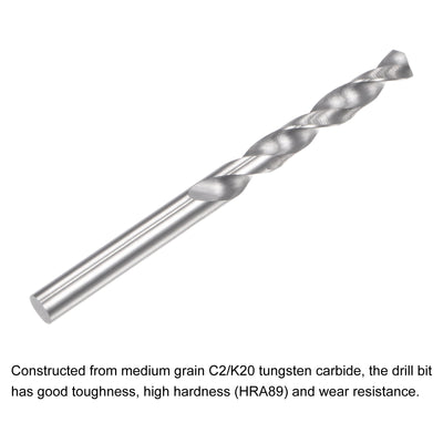 Harfington Uxcell 3mm C2/K20 Tungsten Carbide Straight Shank Spiral Flutes Twist Drill Bit 2pcs