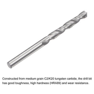 Harfington Uxcell 3.1mm C2/K20 Tungsten Carbide Straight Shank Spiral Flutes Twist Drill Bit 2pcs