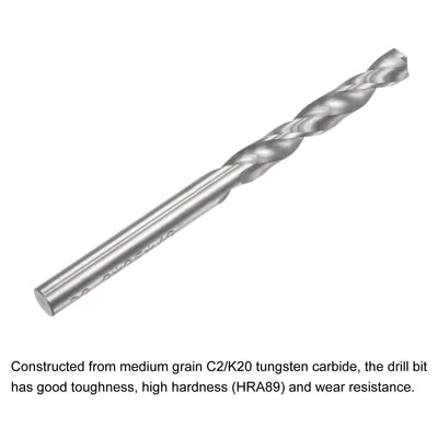 Harfington Uxcell 3.2mm C2/K20 Tungsten Carbide Straight Shank Spiral Flutes Twist Drill Bit 2pcs