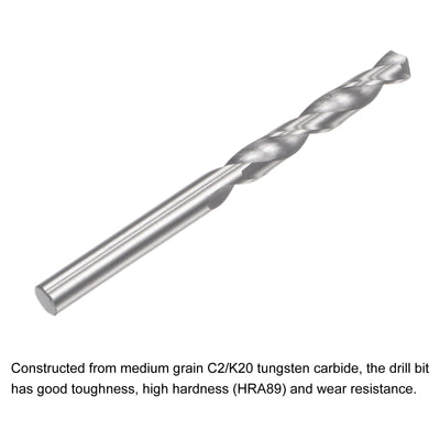 Harfington Uxcell 3.3mm C2/K20 Tungsten Carbide Straight Shank Spiral Flutes Twist Drill Bit