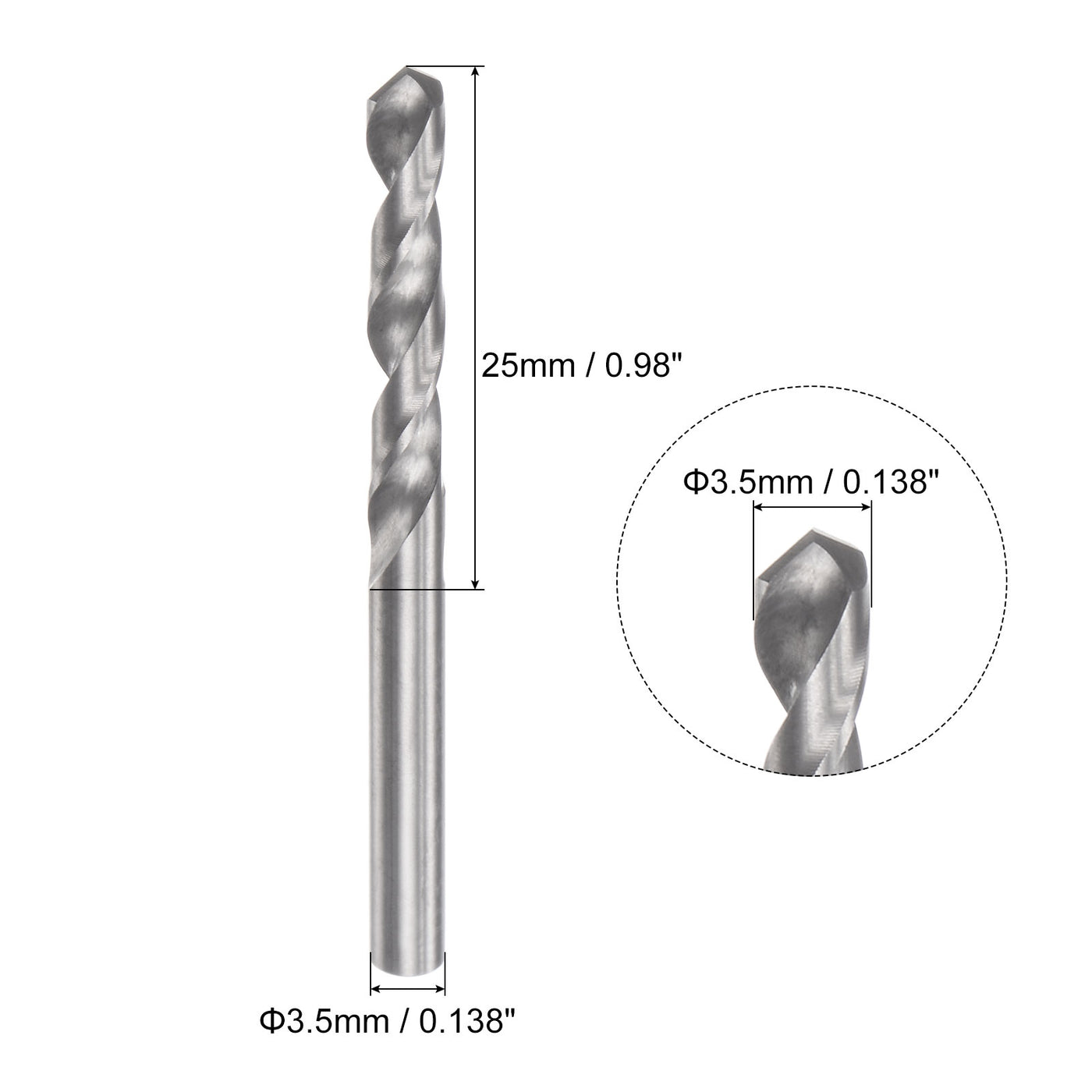 uxcell Uxcell 3.5mm C2/K20 Tungsten Carbide Straight Shank Spiral Flutes Twist Drill Bit