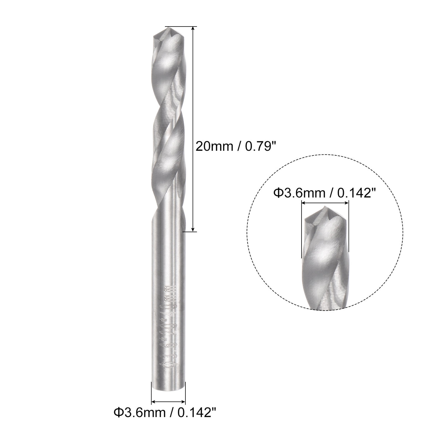 uxcell Uxcell 3.6mm C2/K20 Tungsten Carbide Straight Shank Spiral Flutes Twist Drill Bit