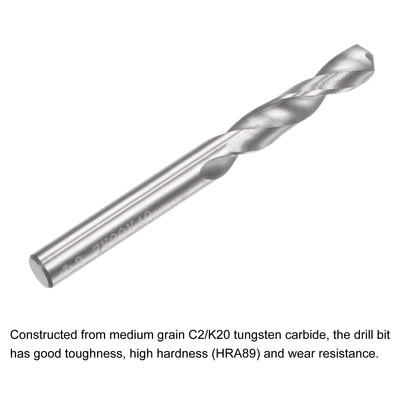 Harfington Uxcell 3.7mm C2/K20 Tungsten Carbide Straight Shank Spiral Flutes Twist Drill Bit