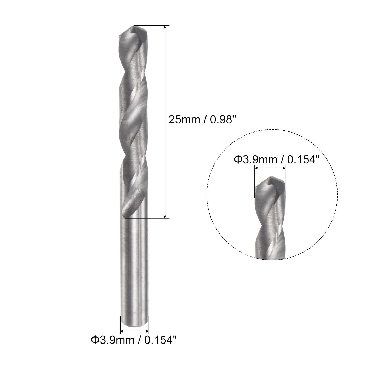 uxcell Uxcell 3.9mm C2/K20 Tungsten Carbide Straight Shank Spiral Flutes Twist Drill Bit