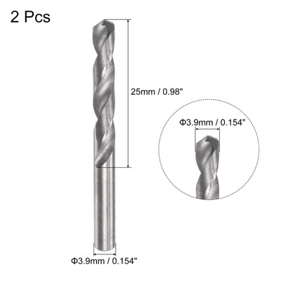 Harfington Uxcell 3.9mm C2/K20 Tungsten Carbide Straight Shank Spiral Flutes Twist Drill Bit 2pcs