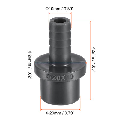 Harfington PVC Pipe Fitting 10mm Barbed x 20mm OD Spigot Straight Hose Connector Black