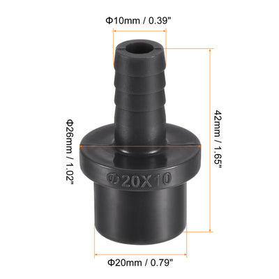 Harfington 2Pcs PVC Pipe Fitting 10mm Barbed x 20mm OD Spigot Straight Hose Connector Black