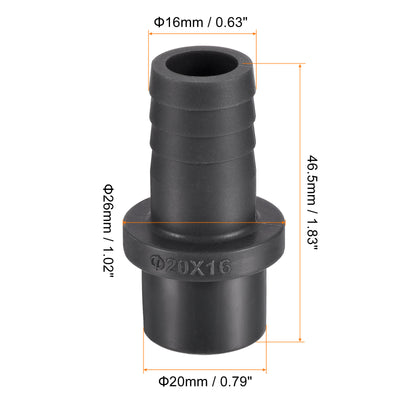 Harfington 2Pcs PVC Pipe Fitting 16mm Barbed x 20mm OD Spigot Straight Hose Connector Black