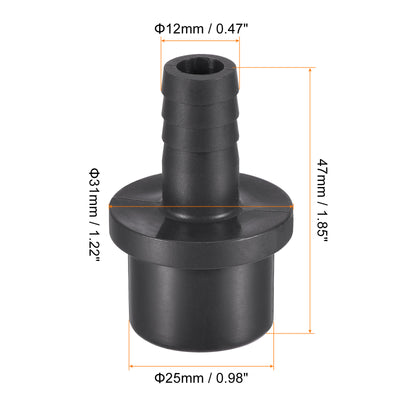 Harfington 3Pcs PVC Pipe Fitting 12mm Barbed x 25mm OD Spigot Straight Hose Connector Black
