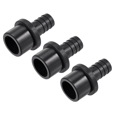 Harfington 3Pcs PVC Pipe Fitting 14mm Barbed x 25mm OD Spigot Straight Hose Connector Black