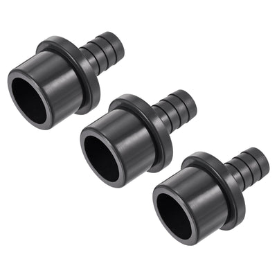 Harfington 3Pcs PVC Pipe Fitting 16mm Barbed x 32mm OD Spigot Straight Hose Connector Black