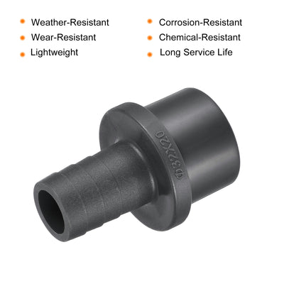 Harfington PVC Pipe Fitting 20mm Barbed x 32mm OD Spigot Straight Hose Connector Black