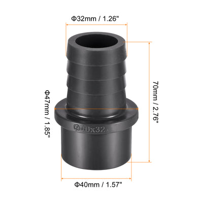 Harfington PVC Pipe Fitting 32mm Barbed x 40mm OD Spigot Straight Hose Connector Black