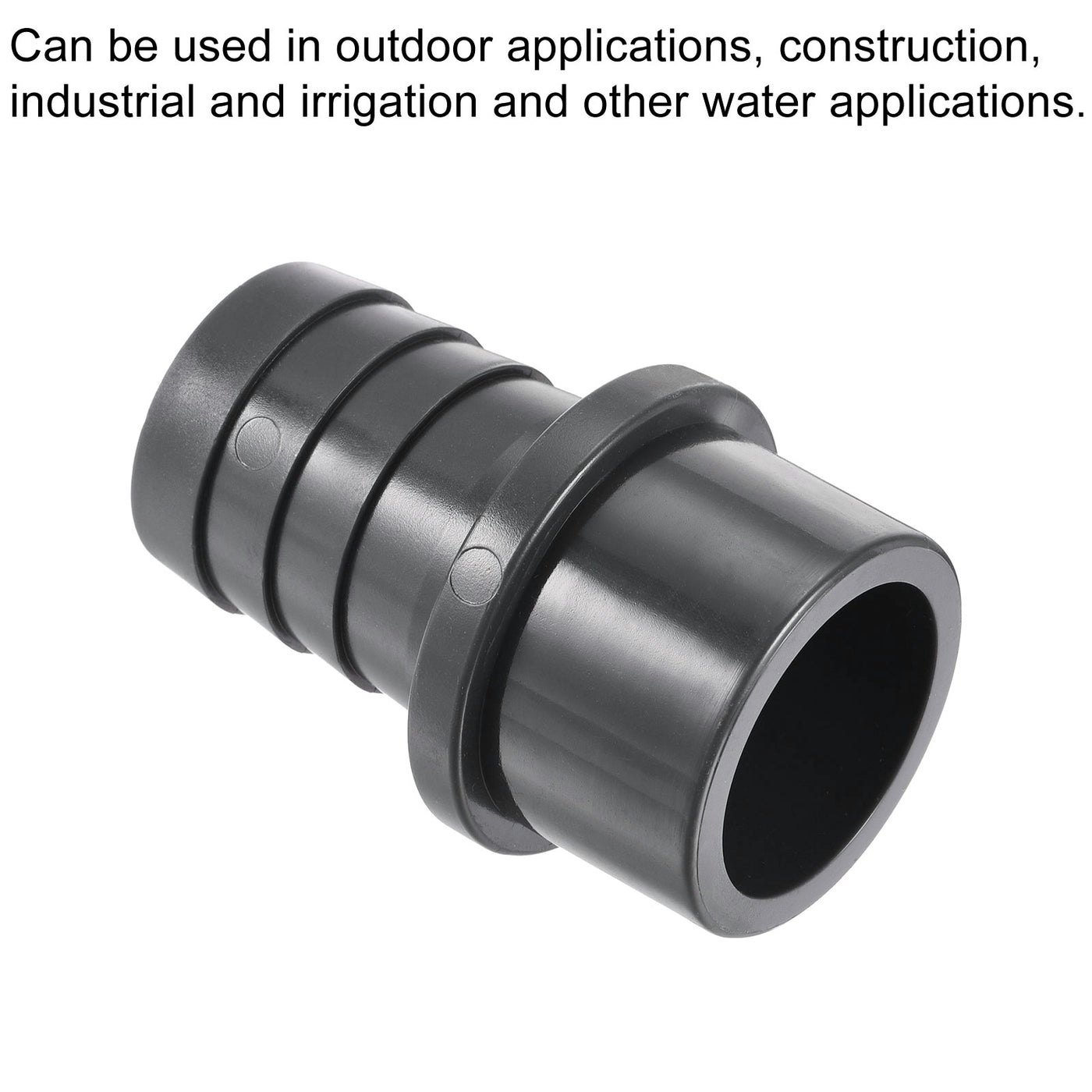 Harfington 2Pcs PVC Pipe Fitting 32mm Barbed x 40mm OD Spigot Straight Hose Connector Black