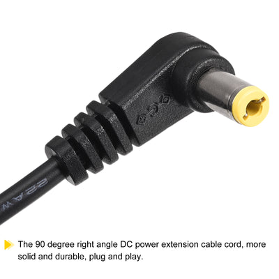 Harfington 5.5mm x 2.1mm DC Power Extension Cable 90 Degree Angle Male Plug 1.5m 2Pcs