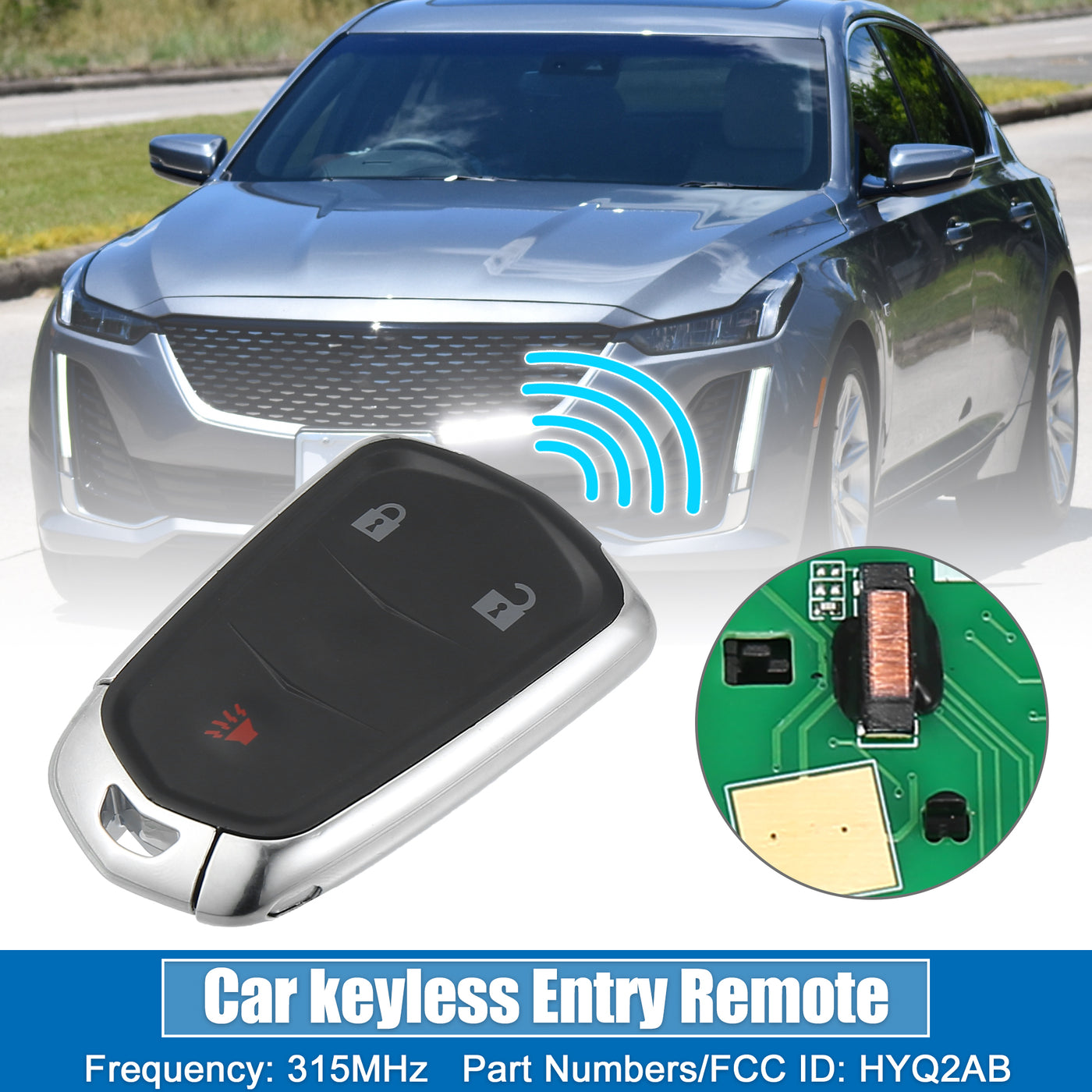 X AUTOHAUX 3 Button Car Keyless Entry Remote Control Replacement Key Fob Proximity Smart Fob HYQ2AB for Cadillac SRX 2015-2016 315MHz