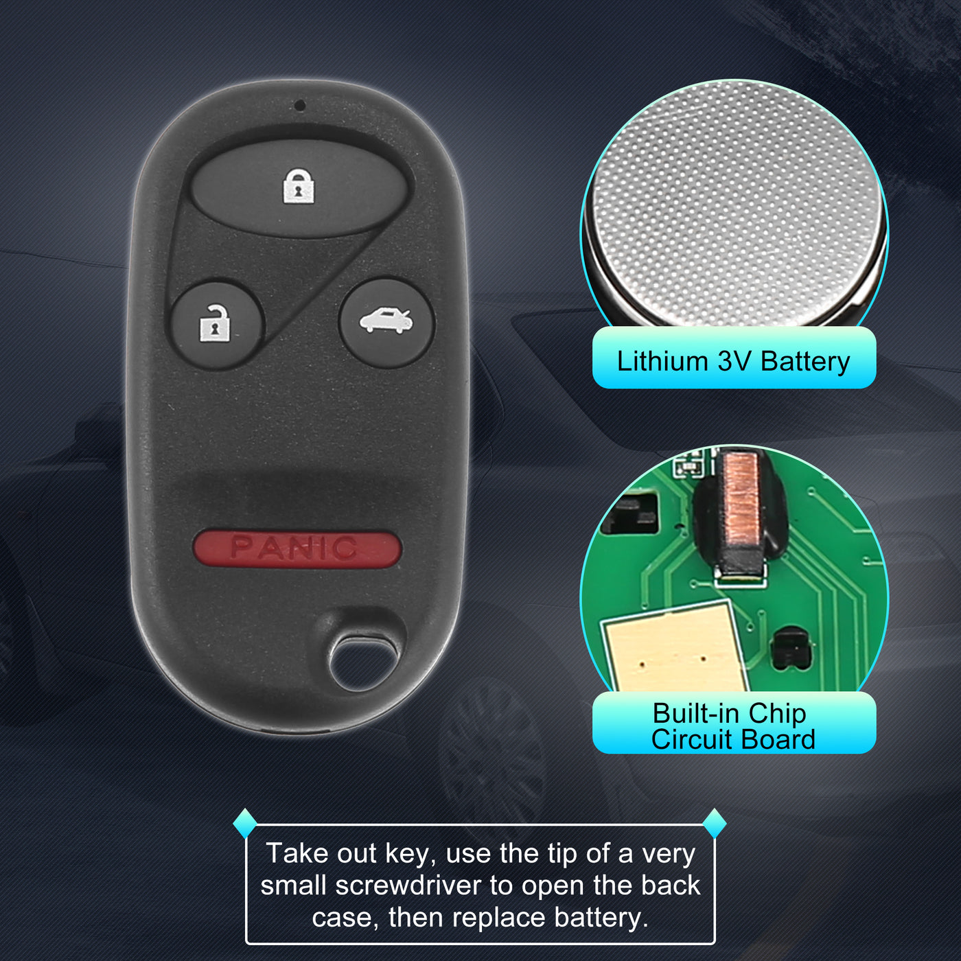 X AUTOHAUX 434MHz A269ZUA101 Replacement Smart Proximity Keyless Entry Remote Key Fob for Honda Accord 1994-1997 for Civic 1996-2000 for Prelude 1996-2002 4 Buttons 39950-S01A01