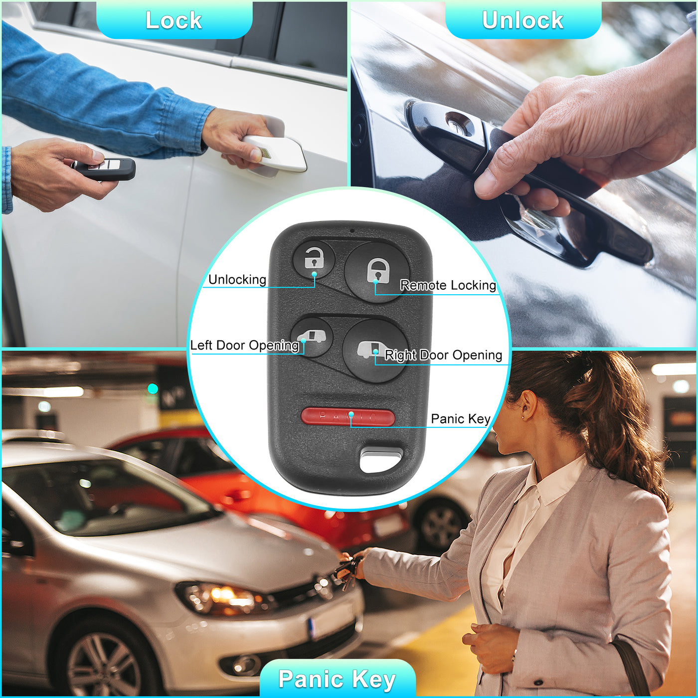 X AUTOHAUX 308MHz OUCG8D-440H-A Keyless Entry Remote Key Fob for Honda Odyssey EX with Power Sliding Doors 01-04 5 Button (not Fit for Odyssey LX, EX-L, not for Van )