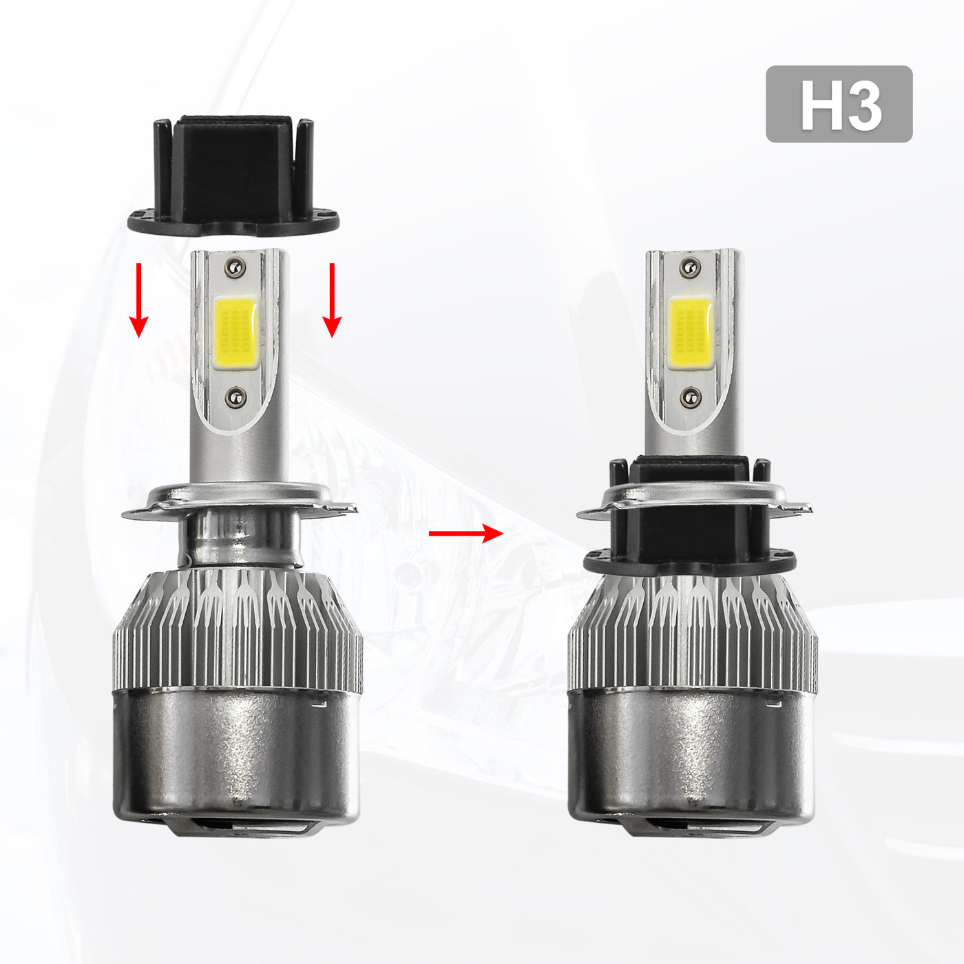 X AUTOHAUX 2pcs H3 LED Headlight Adapter Base Bulb Sockets Retainer Holder Universal for Car Black