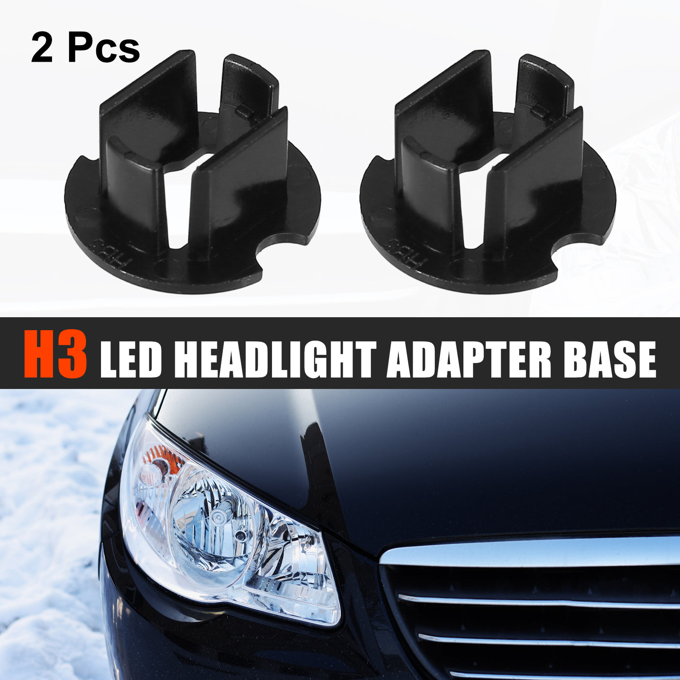 X AUTOHAUX 2pcs H3 LED Headlight Adapter Base Bulb Sockets Retainer Holder Universal for Car Black