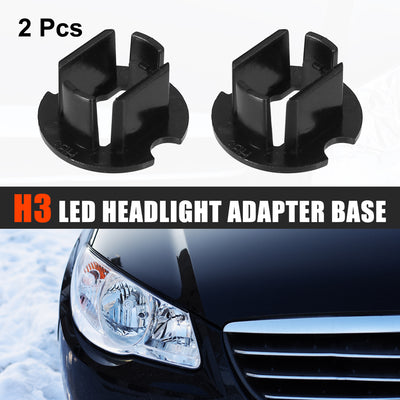 Harfington 2pcs H3 LED Headlight Adapter Base Bulb Sockets Retainer Holder Universal for Car Black