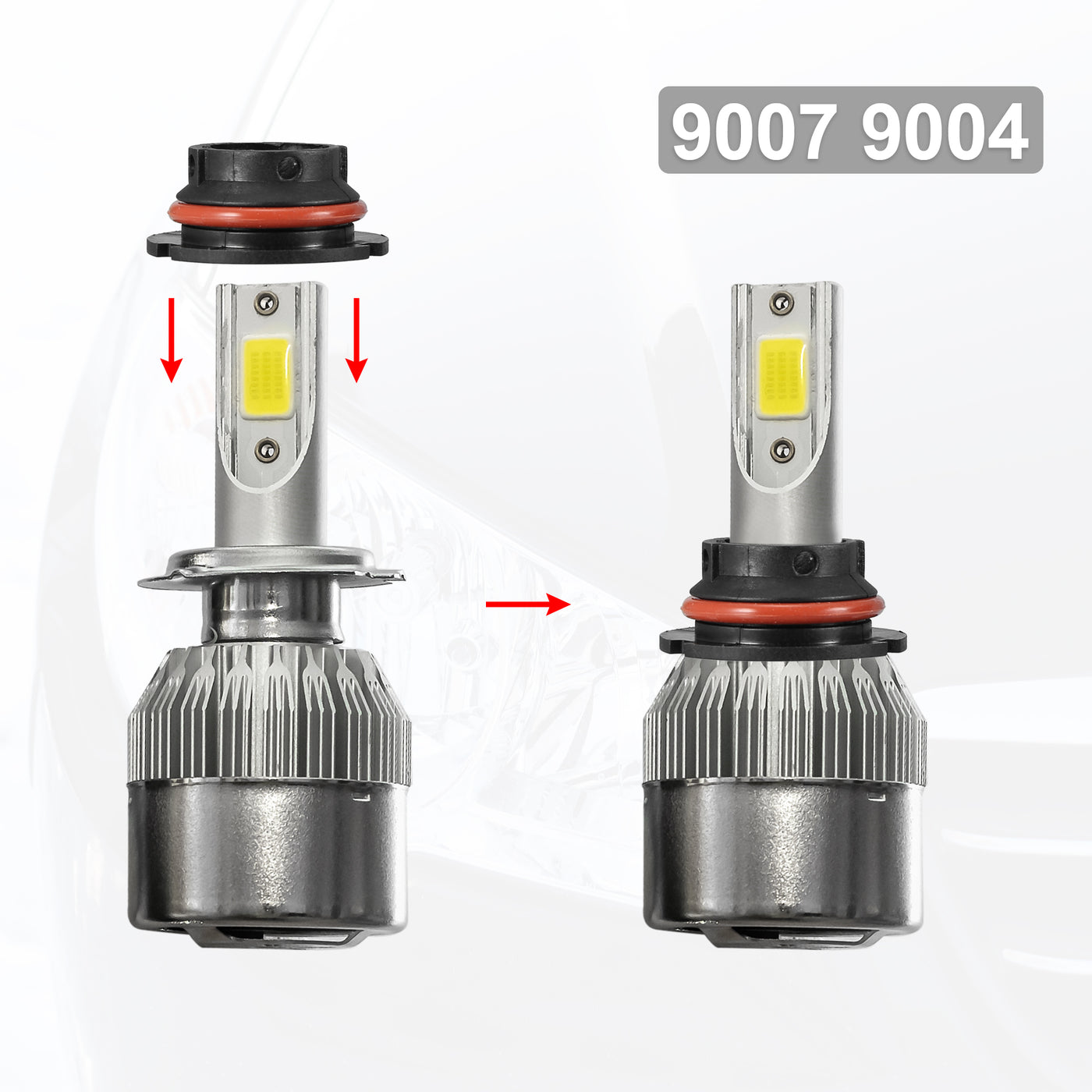 X AUTOHAUX 2pcs 9007 9004 LED Headlight Adapter Base Bulb Sockets Retainer Holder Universal for Car Black