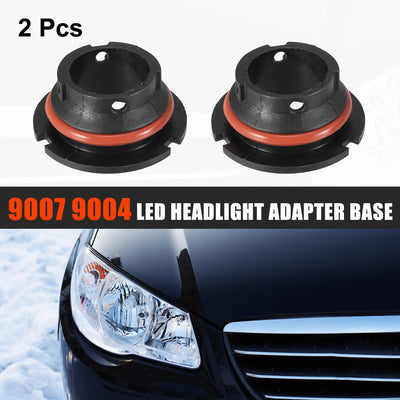 Harfington 2pcs 9007 9004 LED Headlight Adapter Base Bulb Sockets Retainer Holder Universal for Car Black