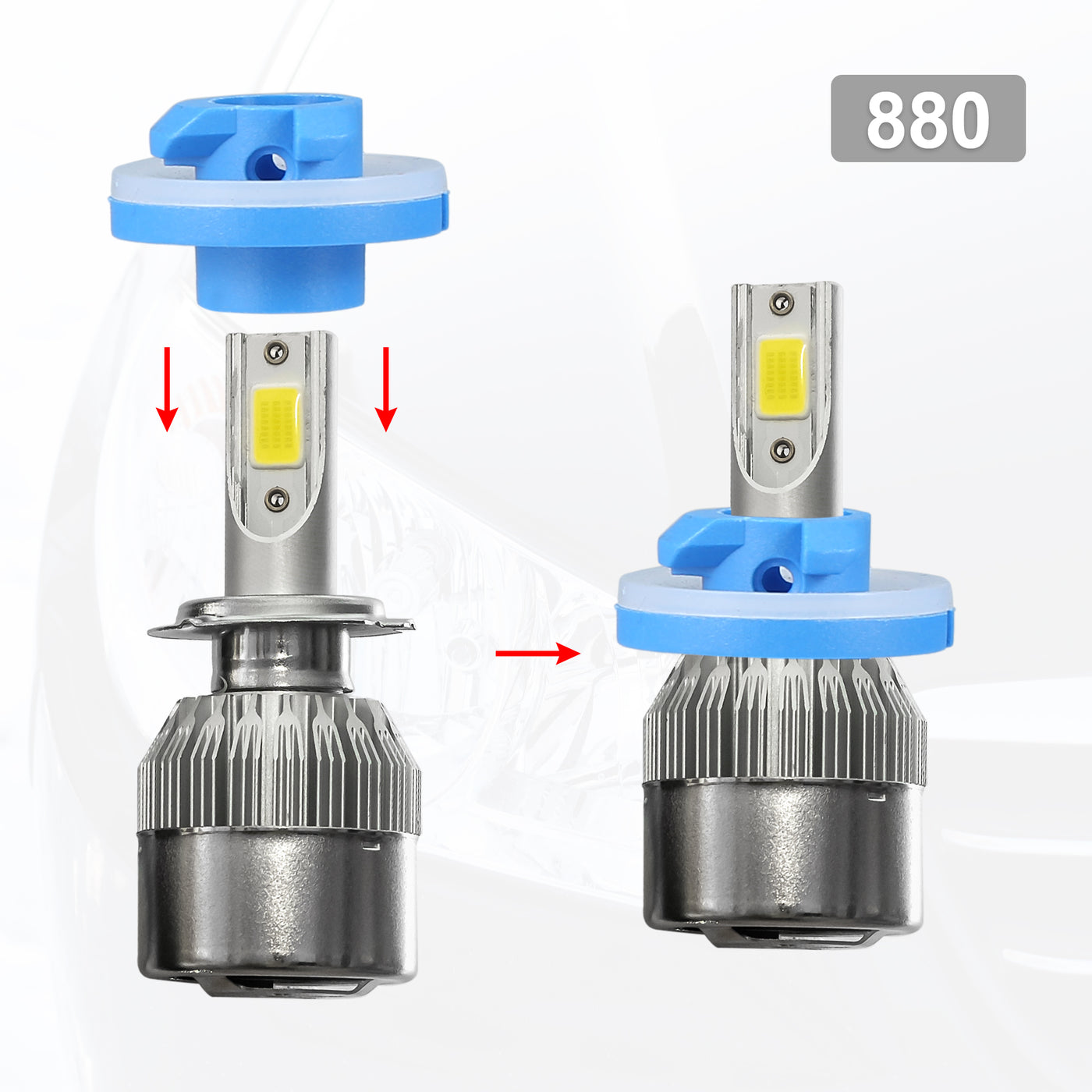 X AUTOHAUX 2pcs 880 LED Headlight Adapter Base Bulb Sockets Retainer Holder Universal for Car Blue