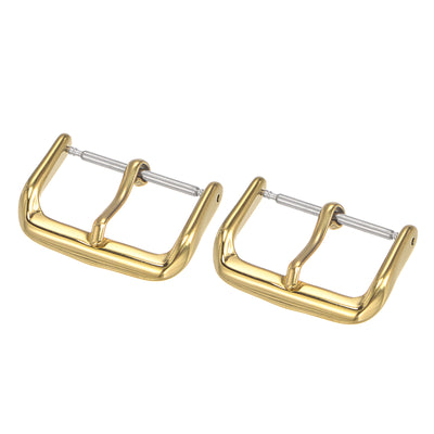 Harfington Uxcell Watch SUS316 Polished PVD Buckle, Gold Tone for 12mm Width Watch Bands 2 Pcs