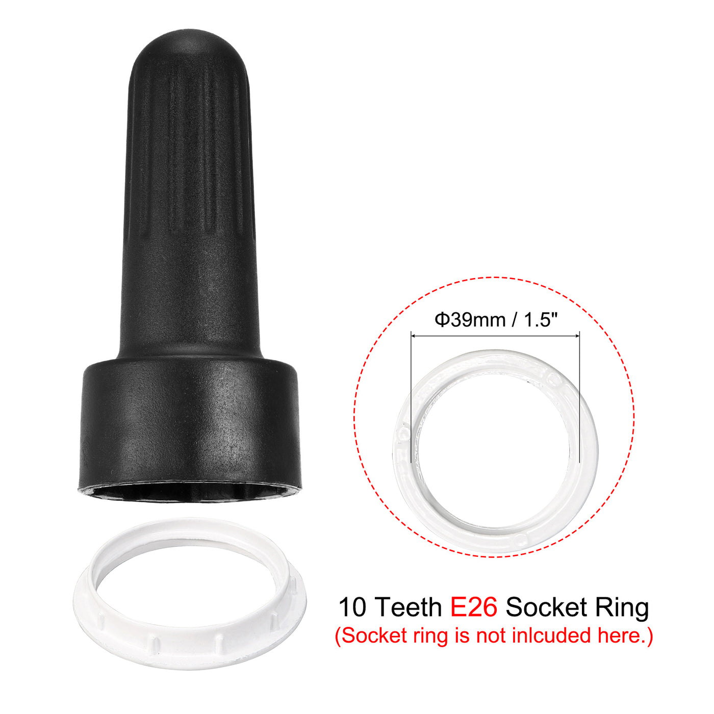 Harfington E26 Socket Ring Removal Tool for Medium Base Threaded Rings, Light Replacing Accessories Black Plastic, Pack of 5