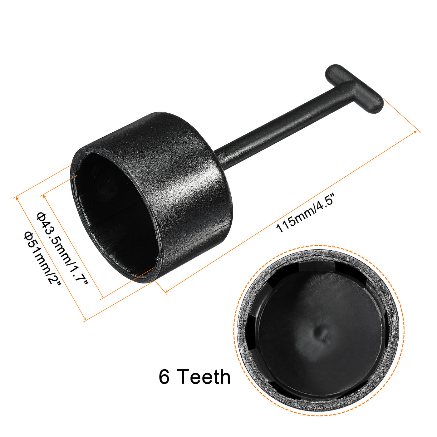 Harfington 6 Teeth E26/E27 Socket Ring Removal Tool T Type for Medium Base, Light Replacing Accessories Black Plastic, Pack of 3
