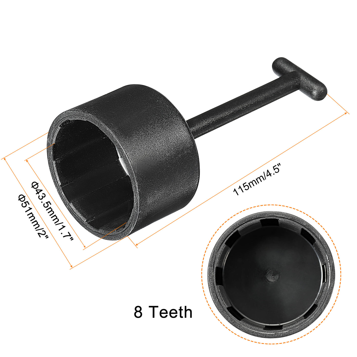 Harfington 8 Teeth E26/E27 Socket Ring Removal Tool T Type for Medium Base, Light Replacing Accessories Black Plastic, Pack of 3