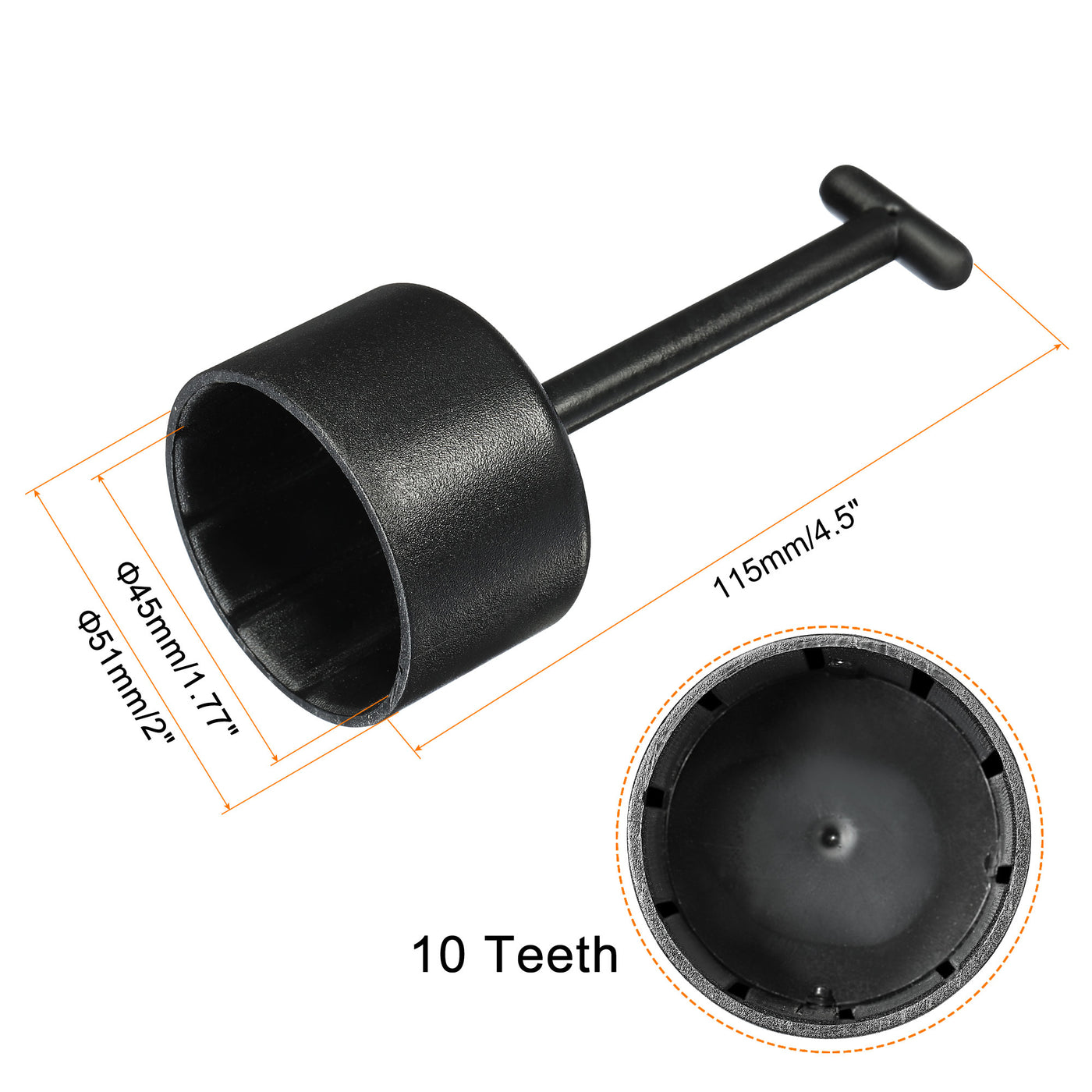 Harfington 10 Teeth E26/E27 Socket Ring Removal Tool T Type for Medium Base, Light Replacing Accessories Black Plastic, Pack of 3