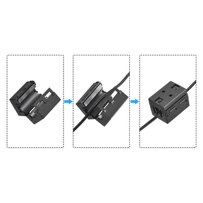 Harfington Ferrite Cores Cable Clips 6.5mm Square Type RFI EMI Noise Filter for Video